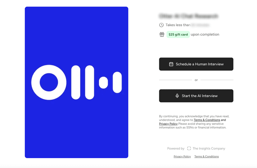 Otter.ai research study showing fork-in-the-road option